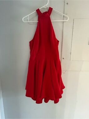 tea & cup Vibrant Red Halter Fit-and-Flare Mini Dress